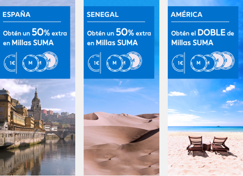 Obtén hasta el doble de millas SUMA adicionales en destinos de corto, medio y largo radio con Air Europa
