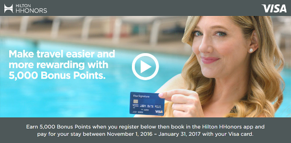 5.000 puntos HHonors extra al pagar con Visa a través de la aplicación Hilton HHonors.