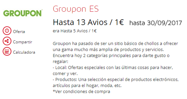 Otra vez: compra Avios con Groupon, ¡desde 0.00845€ por Avios!