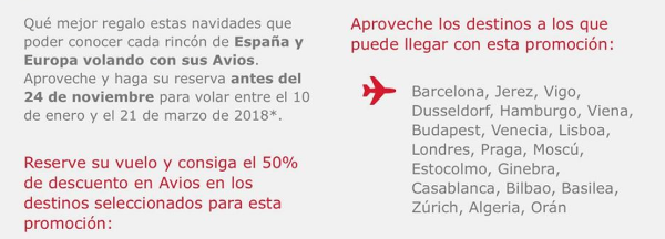 Nueva promoción 50% Iberia Cards (titulares selectos)