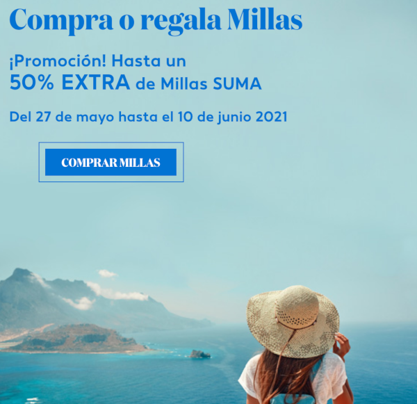 Compra millas Suma Air Europa con un 50% extra.